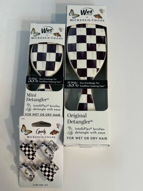 Original + Mini Detangler Wet Brush Set - Mackenzie Childs + Mini Claw Clips